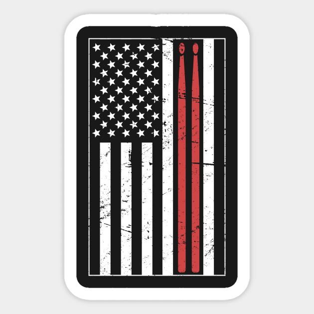 American Flag & Drumsticks – Design for Drummers Sticker by MeatMan